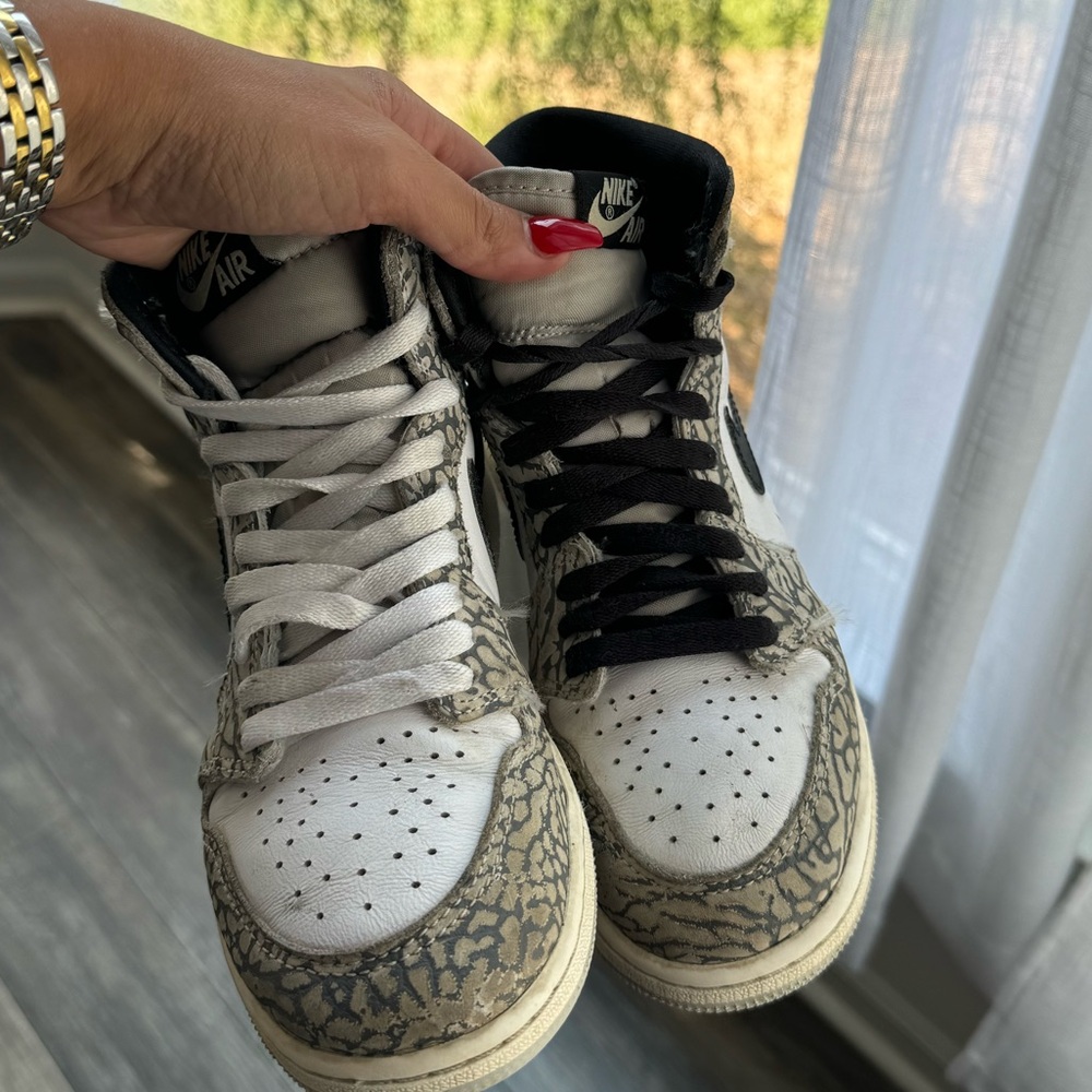 Jordan 1 retro high OG white cement white black 5 6.5 - Picture 3 of 6